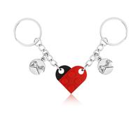XIHIRCD Matching Brick Heart Keychain for Couples, Custom Couple Key Chain with Gift Box Pinky Promise Pendant Cute Couple & Friendship Gifts for Boyfriend Girlfriend Friend (Red, Black)