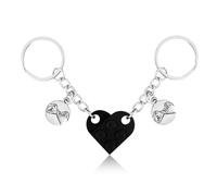 XIHIRCD Matching Brick Heart Keychain for Couples & Friends - Pinky Promise Pendant - Cute Gifts for Boyfriend, Girlfriend, Friends (Black)