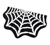 XIHIRCD Spider Web Bath Rug, Premium Polyester Spider Web Bath Mat Thickened and Machine Washable Goth Area Rug Halloween Novel Decoration Gift for Bathroom Living Room(Black, White)