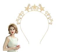XIHIRCD Stars Headband, Glittering Star Halo Crown Rhinestone Tiara for Women Girls Wedding Party (Golden)