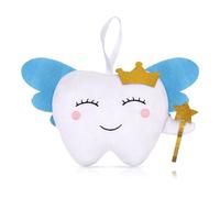 XIHIRCD Tooth Cute Fairy Pillow with Wings & Pocket, Embroidered Tooth Bag/Pouch Small Tooth Smile Fairy Doll Lost First Tooth Gift for Girls Boys (Blue)