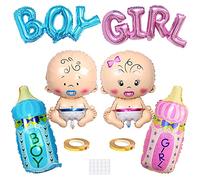 Xihuimay 6pcs Baby Boy Girl Party Balloons Helium Balloon Gender Reveal Balloon Baby Boy/Girl Blue/Pink Bottle Boy/Girl Letter Foil Balloon for It is a Boy/Girl Baby Shower Birthday Party Decoration