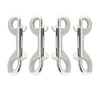 Xihuimay Pack of 4 Double Ended Bolt Snap Hook 3.5" Zinc Alloy Spring Hook Nickel Plated Metal Clips Trigger Chain Clips Multipurpose Hardware Buckle for Horse Tack Dog Leash Garage Use, Silver