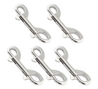 Xihuimay Pack of 5 Double Ended Bolt Snap Hook 3.5" Zinc Alloy Spring Hook Nickel Plated Metal Clips Trigger Chain Clips Multipurpose Hardware Buckle for Horse Tack Dog Leash Garage Use, Silver