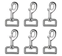 Xihuimay Pack of 6 Single Ended Clips Bolt Snap Hook 59mm Spring Hook Nickel Plated Swivel Eye Trigger Chain Clips Multipurpose Hardware Buckle for Horse Tack Dog Leash Garage Use, Silver