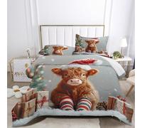 XIICOO Christmas Animal Print Comforter Set Polar Bear in Snow Winter Wildlife Bedding Set | 1 Comforter+2 Pillowshams(3PCS) or Fitted Sheet (4PCS) (D,KING-3PCS)