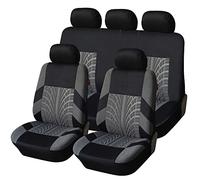 XiinxiGo Car Seat Covers Set, Universal Fit Thick Car Seat, Heavy Duty Work, Zip Up, Complete With Headrest Covers & Airbag Compatible,Black Grey
