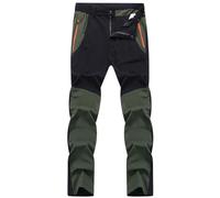 XiinxiGo Mens Quick Dry Walking Hiking Trousers Outdoor Walking Lightweight Breathable Windproof Trekking Work Trousers with Zip Pockets,BlackGreen3XL