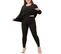 XiinxiGo Thermal Underwear Set, Ladies Plus Size Thermal Top Bottom Women Winter Warm Long Sleeve T Shirt Long Johns for Ladies, Winter Warm Base Layer Tops & Leggings for Daily Wear,Black,6XL
