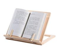 XiinxiGo Wooden Book Stand, Adjustable in 4 Positions, Reading Cookbook Holder Tray with Page Paper Clips, Foldable Tablet, Phone Stands for Office, Kitchen, Home,Beige,30.5 * 23.5 CM