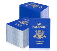 XIISVINT 100 Pack Blank Passport Notebook,Bulk Passport Notebook,Blue Fake Passport for Kids Pretend Play,Passport Sticker Book for World Travel School Supplies Party Favors Decor