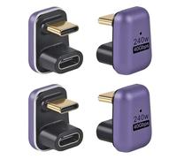 XIITIA 4pcs 90 Degree Right Angle USB C Male to Female Adapter/Connector, USB Type C Adapter Extender Support 240W, 40Gbps, 8K@60Hz for Steam Deck, MacBook,Thunderbolt ect(U-shaped)