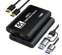 XIIXMASK USB 3.0 HDMI Capture Card, 4K60FPS Capture with Pass-Through | Dual-Port USB-A/USB-C for 4K60FPS & 1080P 120FPS Game Capture & Streaming. For PS4/5, Xbox, Switch 1/2, PC, Mac & Camera