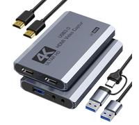 XIIXMASK USB 3.0 HDMI Capture Card, 4K60FPS Capture with Pass-Through | Dual-Port USB-A/USB-C for 4K60FPS & 1080P 120FPS Game Capture & Streaming. For PS4/5, Xbox, Switch 1/2, PC, Mac & Camera