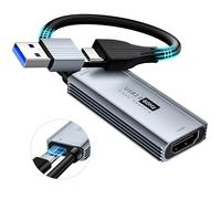 XIIXMASK USB 3.0 Video Capture Card with 100W PD - HDMI to USB-A/C Capture Card 1440P 30fps & 1080P 60fps Video Capture Device for Streaming, Game Recording, Compatible for Quest 3, Switch, PS4/PS5