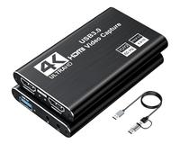 XIIXMASK Video Capture Card, Audio Video Capture Card, USB 3.0 Capture Card 4K HDMI Loop-Out, 1080P 60FPS/2K 30FPS Video Game Capture for Streaming Works for PS5/Switch/Camera/PC/OBS(Black)