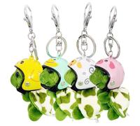 Xiixuuj 4 Pieces Tortoise Plush Keyring, Cute Plush Pendant Keychain, Small Green Decorative Cartoon Turtle With Hat, Funny Decorative Keychain, Stuffed Toy Doll Turtle