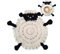 Xiixuuj Crochet Sheep Coasters for Drinks - Knitted Mug Cup Mat | Unique Heat Insulation Woven Coaster for Family Friends Colleagues