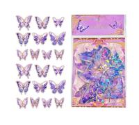 Xiixuuj Holographic Butterfly Sticker - 20X Butterfly Birthday Decoration Decal - Funny Laptop Water Bottle Decal, Stylish Butterfly Birthday Decoration Decal for Bedroom, Classroom