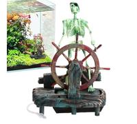 Xiixuuj Skeleton Aquarium Tank Decor,Skull Captain Fish Tank Ornament | Skeleton Aquarium Ornament Pirate Decor for Halloween Fish Tank Ornament
