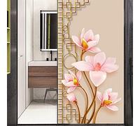 Xijier Flower Lotus Decorative Window Film Privacy Non Adhesive Frosted Glass Door Window Covering Window Decals Window Sticker for Home Office 70x120cm(27.5"x47.2")