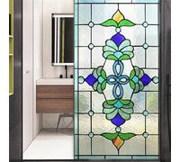 Xijier No Glue Decorative Privacy Frosted Window Film - Classical Style Glass Door Covering, Decals, Sticker for Home Office 50x180cm (19.7"x70.9")