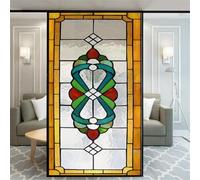 Xijier No Glue Decorative Privacy Frosted Window Film - Classical Style Glass Door Window Covering - Home Office 50x90cm(19.7"x35.4")