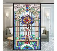 Xijier Stained Glass Window Film Non Adhesive Glass Windows Door Window Covering Decortive Window Tint 23"x39.9"(59x100cm)