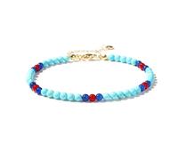 XIJIN Stone Beaded Anklets for Women Handmade Beach Boho Round Bead Ankle Bracelet Jewelry Gift for Her, M, Stone, no gemstone