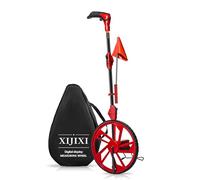 XIJIXI Distance Measuring Wheel in feet,Measure Wheel,Collapsible Rolling Measurement Wheel,12.5”Diameter Wheel,With One key to Zero,Upgrade Flag Holder,With 10 Survey Flags(Red)