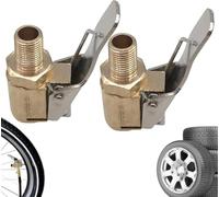 Xijobido 2 Pièces Brass Tire Air Chucks | 8mm Clamp Connector For Car Auto Tyre | Quick Release Heavy Duty Brass Locking Tire Inflator Air Chuck Adapter Connect | Adapter Pump Valve Clip For Tires