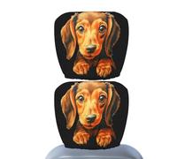 Xijobido Car Headrest Covers, Headrest Anti-Dirty Covers with Dog Pattern, Breathable Elastic Funny Protector for Vehicle Truck Men Women