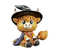 Xijobido Highland Cow Halloween Statue | Highland Cattle Gnome Sculpture,Resin Cow Sculpture Ornament Decoration Table Mantel Home Display for Halloween Festive