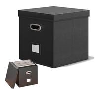 Xijobido Record Holder | Stackable Waterproof Record Crates With Lid | Media Storage for Student Travel Family Moving Music DJ Photography Collection Studio