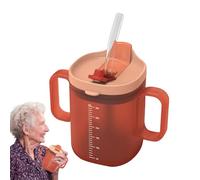 Xijobido Two Handled 300ml Adult Drinking Cup, Two Handled Cup for Elderly, Non Spill Base Cups for Elderly, Two Handled Mug with Lid, Hospital Cups for Disabled, Drinking Cup with Spout