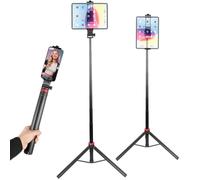 Xik Portable 81" iPad Tripod Stand, Extendable Aluminum Alloy Travel Tablet Tripod Holder, Compatible with iPad Pro, iPhone, Kindle & All 4.7-12.9" Tablets（Extendable Height: 14.4" to 81" ）