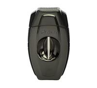 XIKAR Flip Dual Cigar Cutter - Versatile 64-Ring Gauge V-Cut & Straight Cut, Premium Stainless Steel Blades, Spring-Loaded Release, Built-in Cigar Rest, Textured Grip Cigar Snipper - Gunmetal Finish