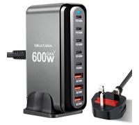 XIKAYADA 600W USB C Charger 8-Port Fast GaN Charger 140W/100W/30W USB C Charging Station Multi Port Power Adapter for Laptop, MacBook Pro, Dell XPS, iPad, iPhone, Samsung