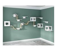 XIKDJ Cat Wall Shelf, 18 Pieces of Wall Mounted Cat Furniture, Cat Climbing Frame, Floating Cat Perch, Soft Ladder, Diy Free Matching Cat Tree Cat House Modern Kitten Furniture,