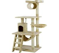 XIKDJ Classic Cat Tree Cat Climbing Frame Hammock, Faux Fur Finish, Sisal Rope Scratching Board, A Paradise for Multiple Cats To Rest And Play