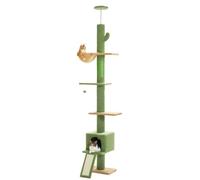 XIKDJ Floor Standing Cat Tree, 5-Tier Cat Tower, Height Adjustable (240-260 Cm), Multi-Level Cat Climbing Tree with Scratching Posts, Cozy Cat Bed And Indoor Cat Platform