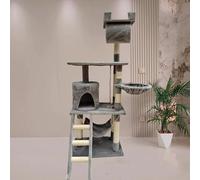 XIKDJ Multi-Level Cat Tree, 141 Cm High, Scratching Post with Hammock, Tower, Climbing Frame And Basket Suitable for Multiple Cats To Play at The Same Time