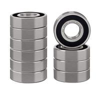 XIKE 10 pcs 6204-2RS Sealed Ball Bearing 20x47x14mm Chrome Steel and Pre-lubricated, 6204RS Deep Groove Ball Bearing with Double Rubber Seals