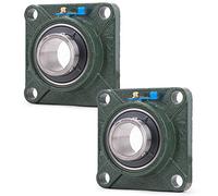 XIKE 2 Pcs UCF207-23 Bore 1-7/16" Pillow Block Square Flange Mounted Ball Bearings, Solid Cast Iron Base and Self Aligning Chrome Steel Sealed Bearings.