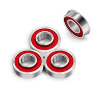 XIKE 4 Pcs Flanged Ball Bearings, Galvanized Carbon Steel, ID 5/8" x OD 1-3/8", for Lawn Mower, Wheelbarrows, Windwill, Wagon, Carts & Hand Trucks Wheel Replacement