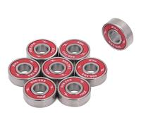 XIKE 8 Pcs Red 608-2RS Skateboard Bearings 8x22x7mm, High Speed Smooth and Durable, Replace for Longboards, Inline Skates, Roller skates, Ice Skates, Rollerblades, and Scooters, Rollerblades Etc.