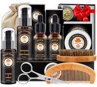 Upgraded Beard Grooming Kit w/Beard Conditioner,Beard Oil,Beard Balm,Beard Brush,Beard Wash,Beard Comb,Scissor,Bag,E-Book,Valentines Fathers Birthday Gifts for Men Him Dad Husband Boyfriend