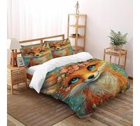 XIKMLSID Anime FoxDouble Duvet 3 Pcs Cute Animals Ultra Soft Anti Allergic Non Iron Luxury Microfiber,for Adults,Boys And Girls With Pillowcase King(220x240cm)