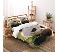 XIKMLSID Bamboo Leaf Panda Bedding 3D Cute Animals Printed Microfiber Duvet Cover European Style 3 Pcs Pure Cotton,Comfortable And Soft,for Adults With Pillowcase King（220x240cm）