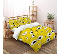 XIKMLSID Big Round Eye Bedding 3D Yellow Printed Duvet Cover 3 Pcs Hypoallergenic (1 Duvet Cover 2 Pillowcase) Pure Cotton,for Adults,Boys And Girls King（220x240cm）